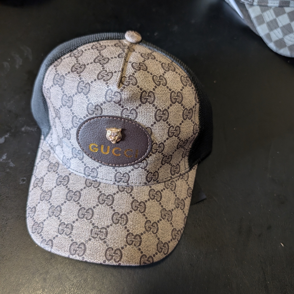 Gucci Tan and Black Monogram Baseball Cap